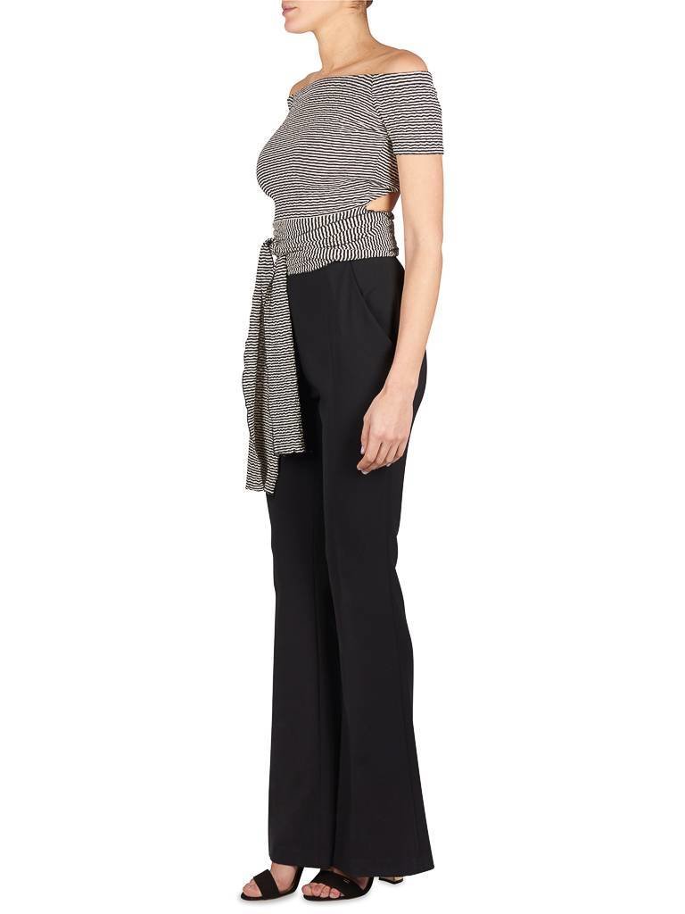 Áeron Off-shoulder oben gestreift schwarz-creme