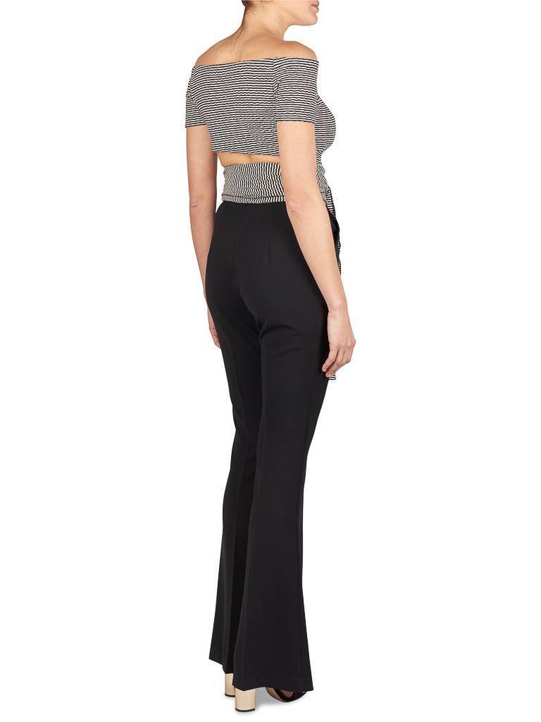 Áeron Off-shoulder top striped black-cream