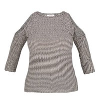 Áeron Cropped sleeve open schouder top zwart-creme