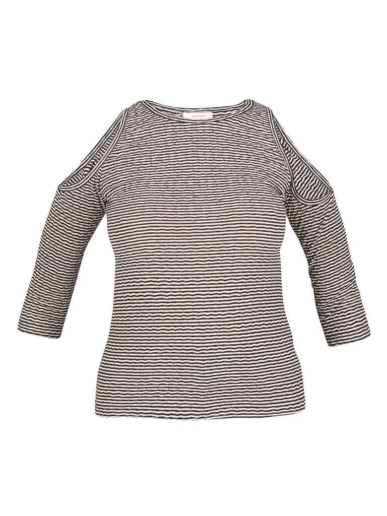 Áeron Cropped sleeve open shoulder top black-cream