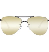 Le Specs The Prince zonnebril mat zwart met gouden glazen