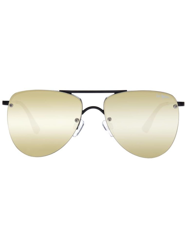 Le Specs The Prince zonnebril mat zwart met gouden glazen