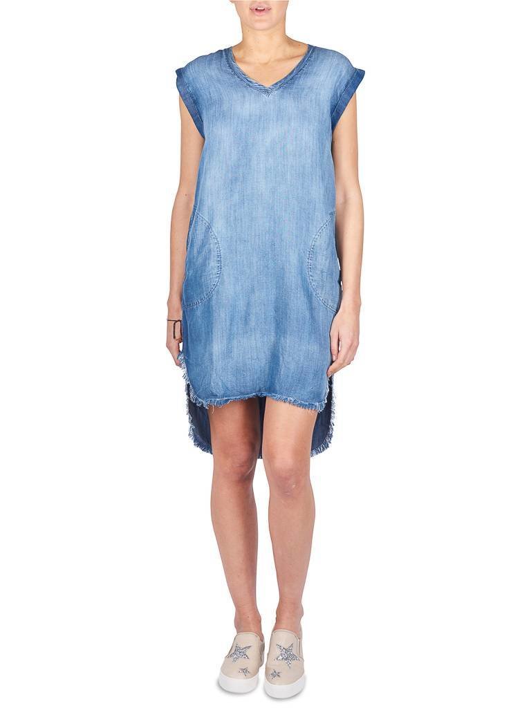 Bella Dahl V-neck t-shirt jurk denim blauw