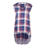 Bella Dahl V-Ausschnitt T-Shirt-Kleid kariert dunkelrot