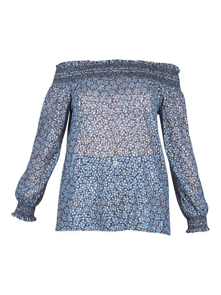 Michael Kors strapless top met print blauw