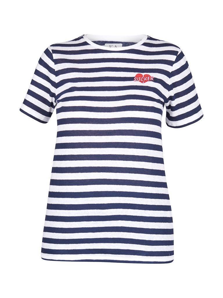 Zoe Karssen Sucker T-shirt blauw-wit gestreept