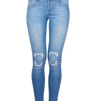 Zoe Karssen Skinny Jeans mit Used-Details blau