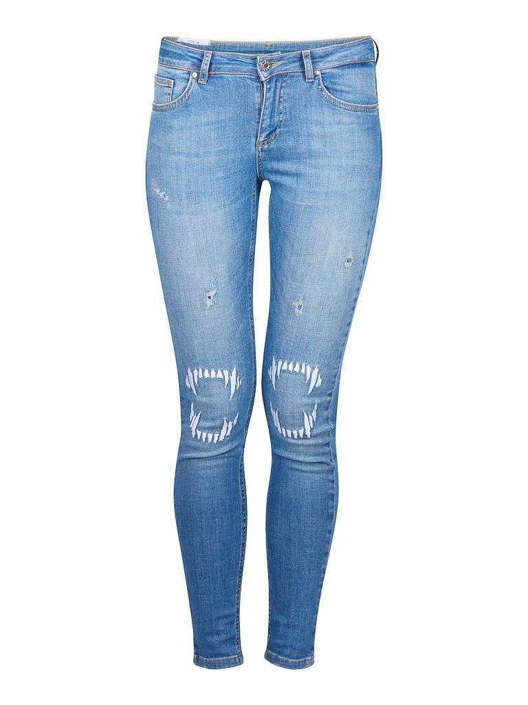 Zoe Karssen Skinny Jeans mit Used-Details blau