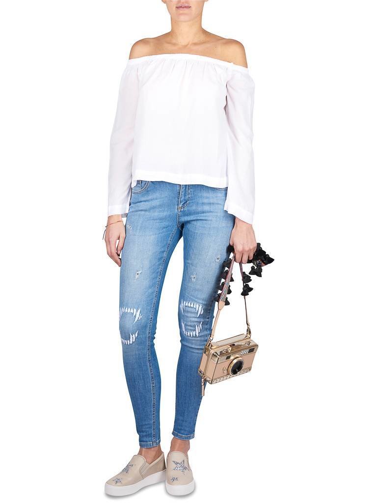 Zoe Karssen Skinny jeans met destroyed details blauw