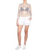 Zoe Karssen Fishnet t-shirt met sterren wit