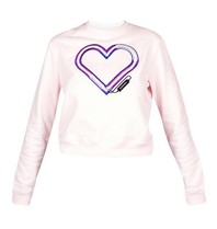 Carven Sweater met hart lichtroze