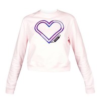 Carven Sweater with heart soft pink