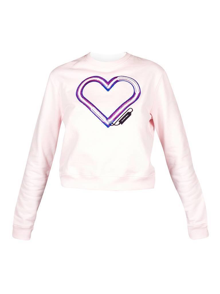 Carven Sweater met hart lichtroze