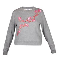 Carven Sweater met bloemen grijs