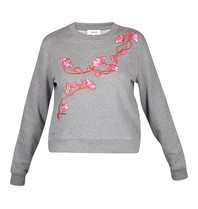 Carven Sweater with flowers grey