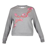 Carven Sweatshirt mit Blumen grau