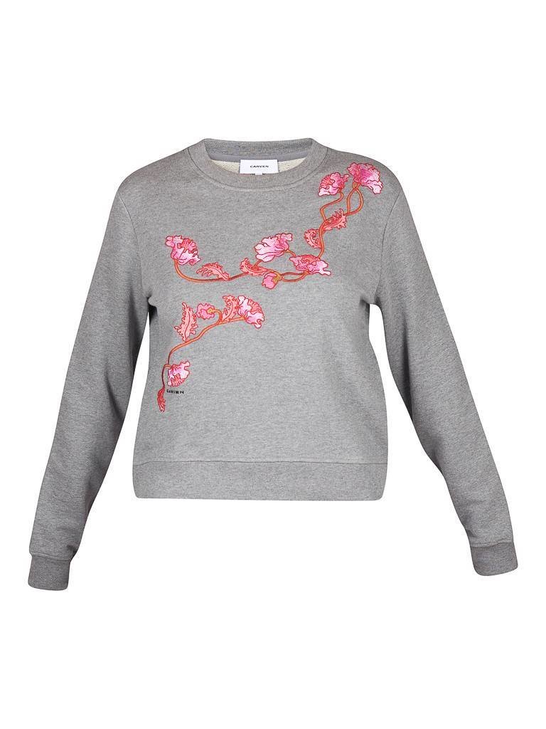 Carven Sweater with flowers grey
