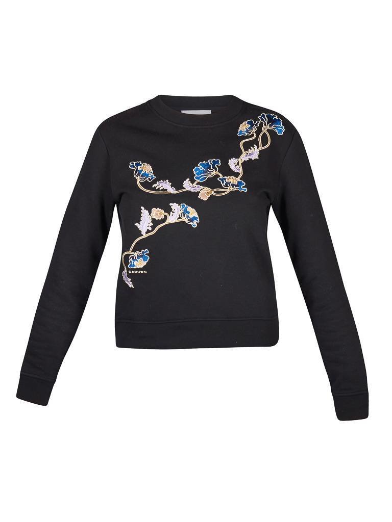 Carven Sweater met bloemen zwart
