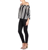 Elisabetta Franchi Striped off-shoulder top black