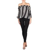 Elisabetta Franchi Gestreepte off-shoulder top zwart