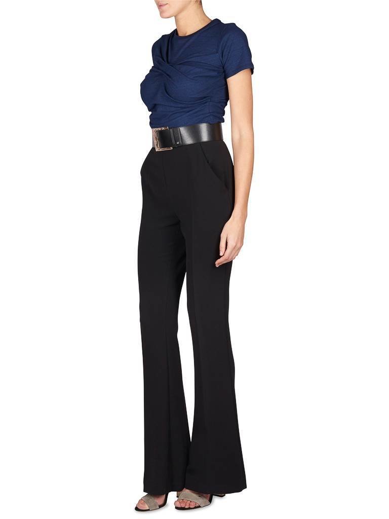 Elisabetta Franchi Palazzo pantalon met riem zwart