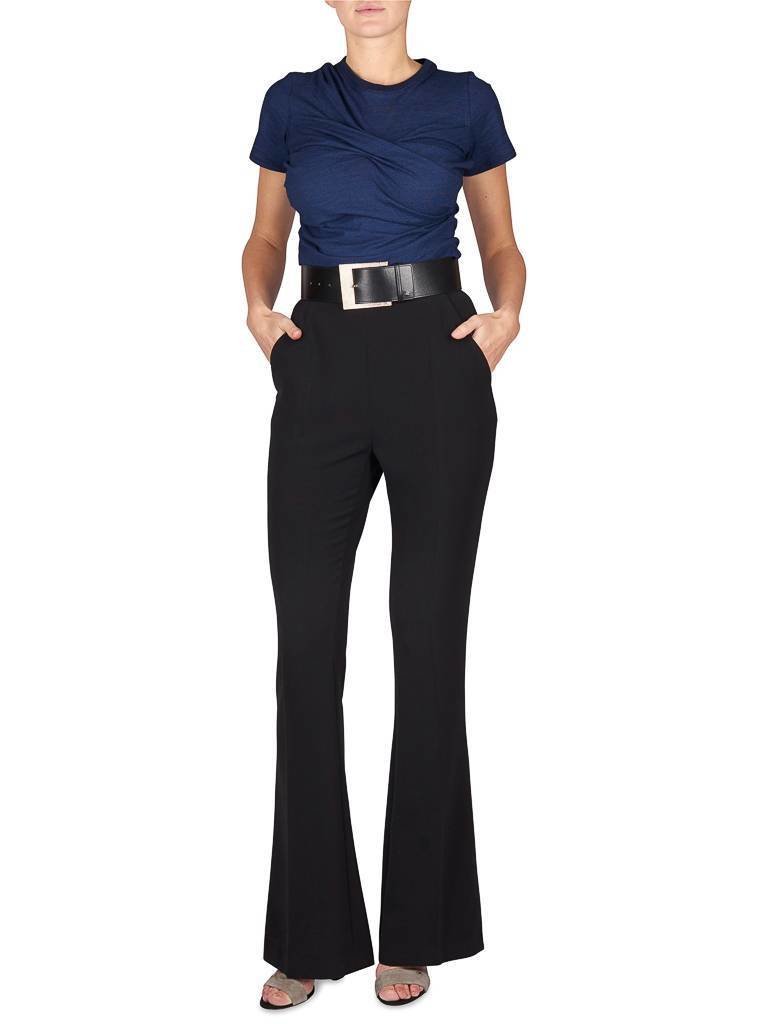 Elisabetta Franchi Palazzo pantalon met riem zwart