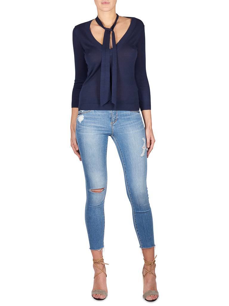 Adriano Goldschmied Pullover with V-neck dark blue