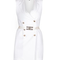 Elisabetta Franchi ärmellose Jacke Kleid weiß