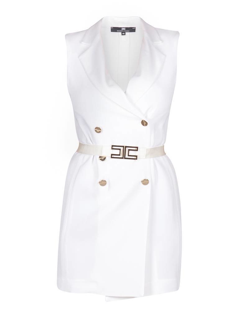 Elisabetta Franchi ärmellose Jacke Kleid weiß