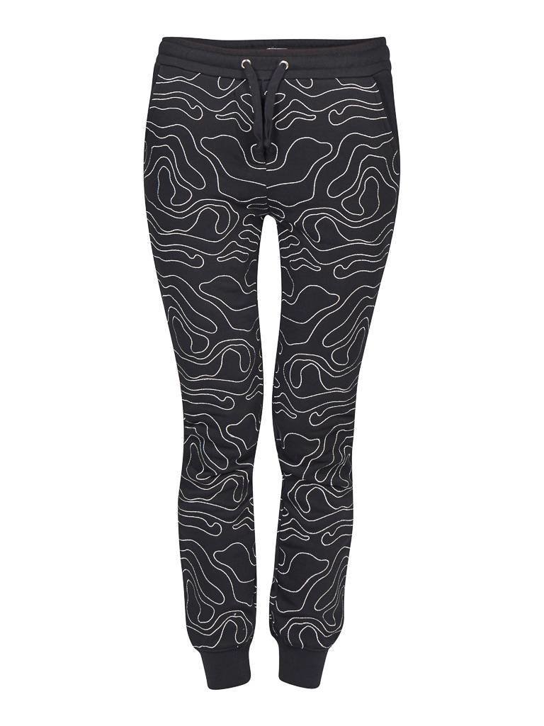 Zoe Karssen Map all over Sweatpants zwart met zilveren details