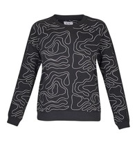 Zoe Karssen Map all over Sweatshirt schwarz mit silbernen Details