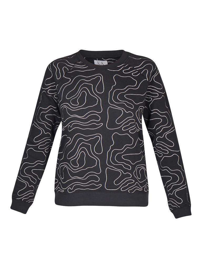 Zoe Karssen Map all over Sweatshirt schwarz mit silbernen Details