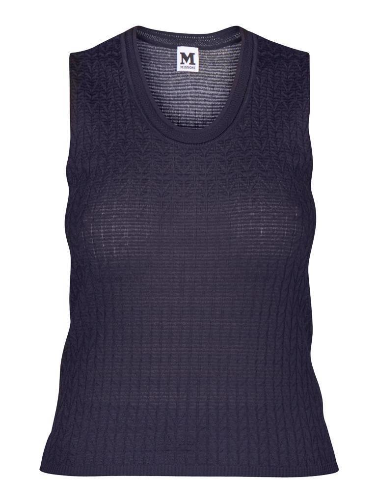 M Missoni Lurex v-hals top donkerblauw