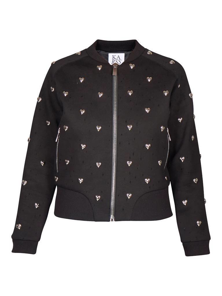 Zoe Karssen Hearts all over bomber jacket black