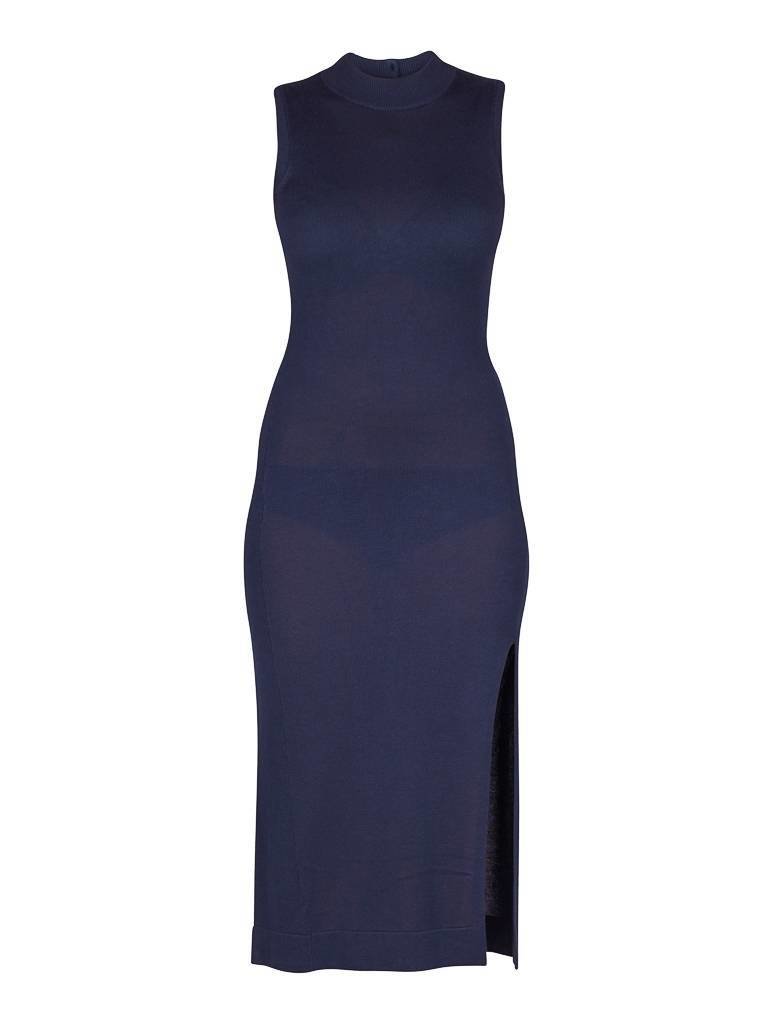 Adriano Goldschmied Mouwloze jurk met col donkerblauw