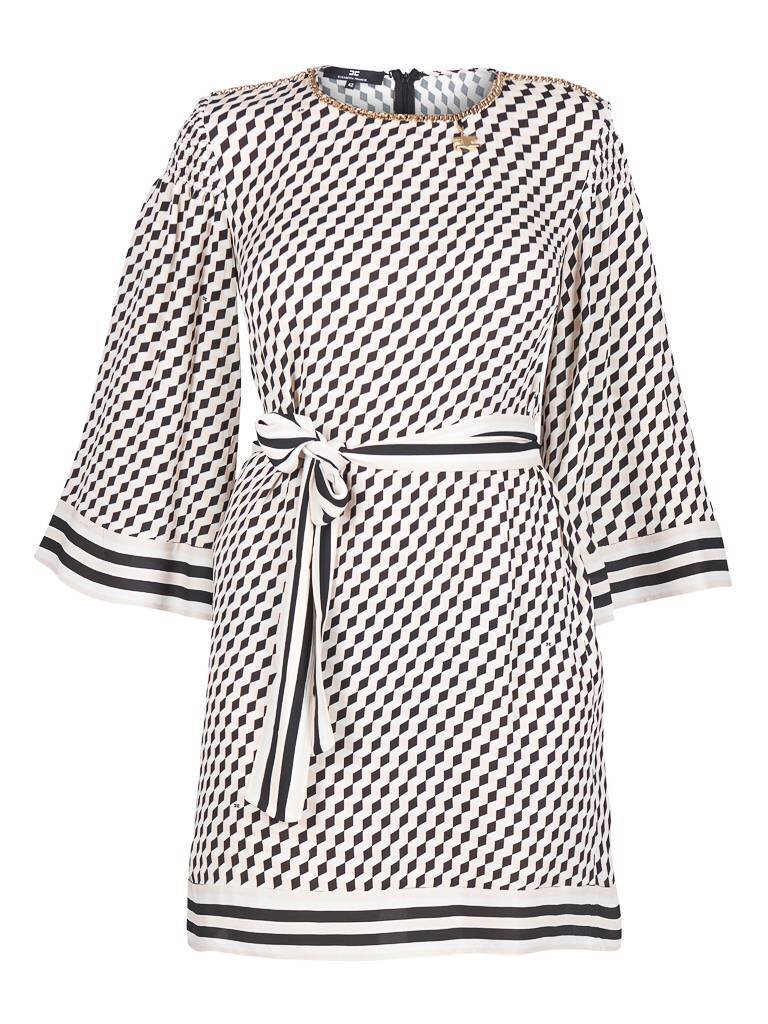 Elisabetta Franchi Mini jurk met blokjes print zwart