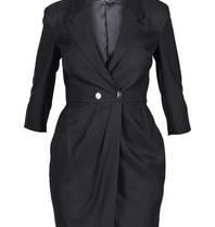 Elisabetta Franchi Wrap dress with gold buttons black