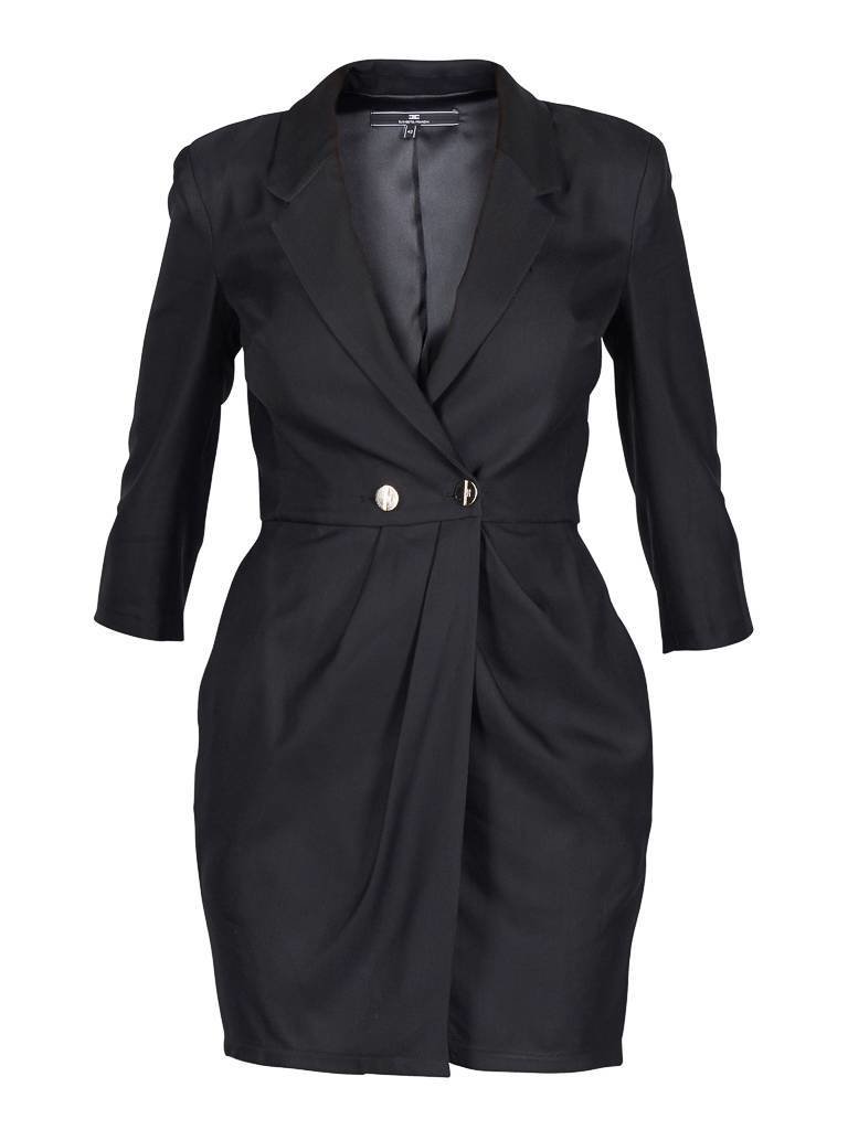Elisabetta Franchi Wrap dress with gold buttons black