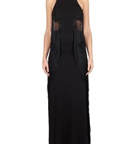 Elisabetta Franchi Maxi jurk met fringes zwart