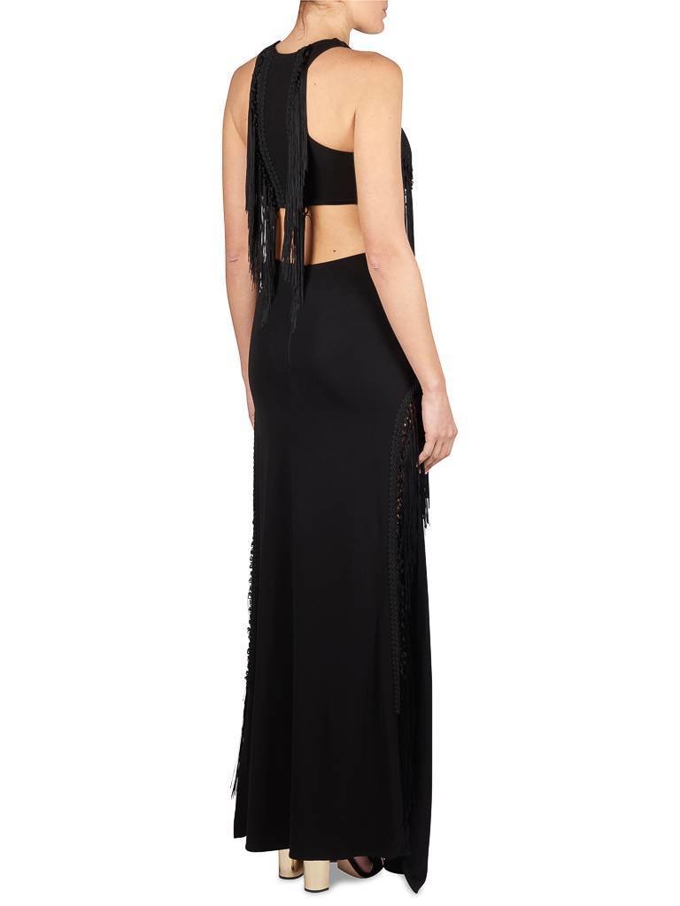 Elisabetta Franchi Maxi dress with fringes black