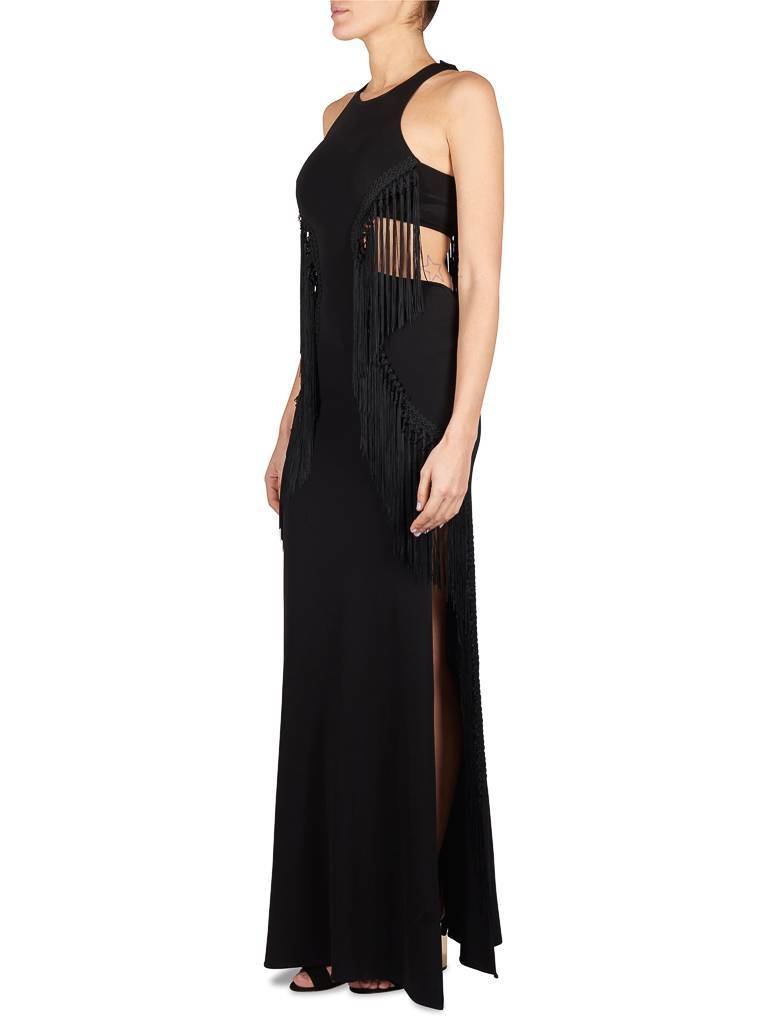 Elisabetta Franchi Maxi-Kleid mit Fransen schwarz
