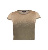 Elisabetta Franchi Lurex Top mit kurzen Ärmeln Armee grün