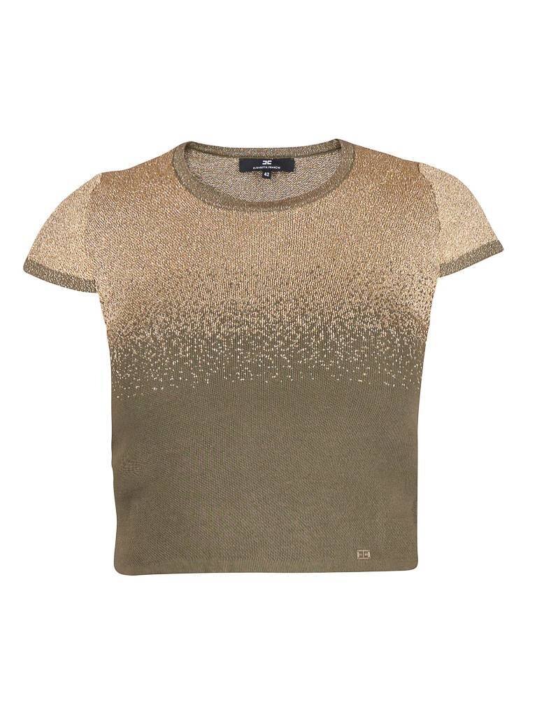 Elisabetta Franchi Lurex Top mit kurzen Ärmeln Armee grün