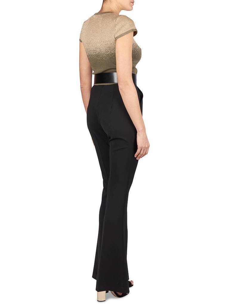Elisabetta Franchi Lurex Top mit kurzen Ärmeln Armee grün