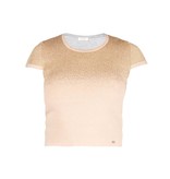 Elisabetta Franchi Lurex top met korte mouwen oud roze
