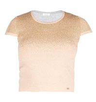 Elisabetta Franchi Lurex top with short sleeves soft pink