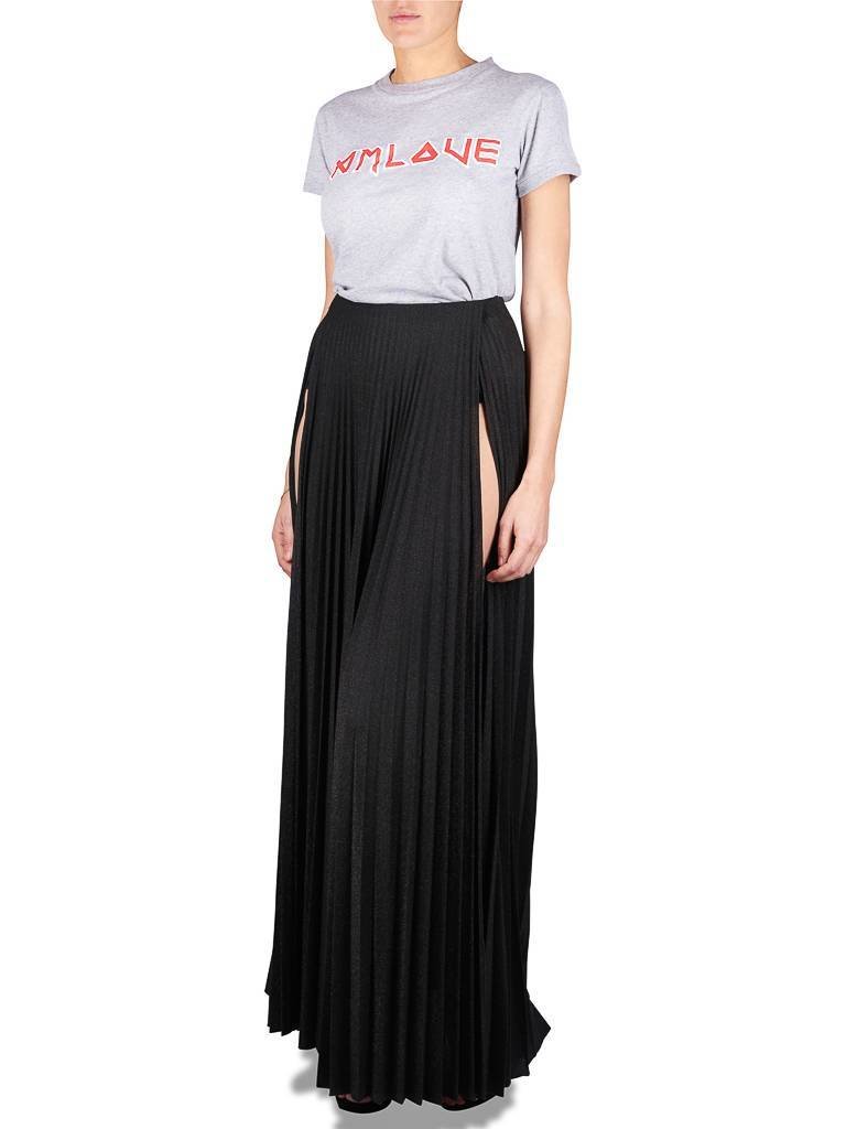 Elisabetta Franchi Lurex pleated skirt black