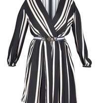 Elisabetta Franchi Three-colour dress with belt black