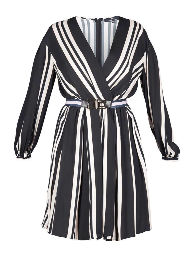 Elisabetta Franchi Three-colour dress with belt black