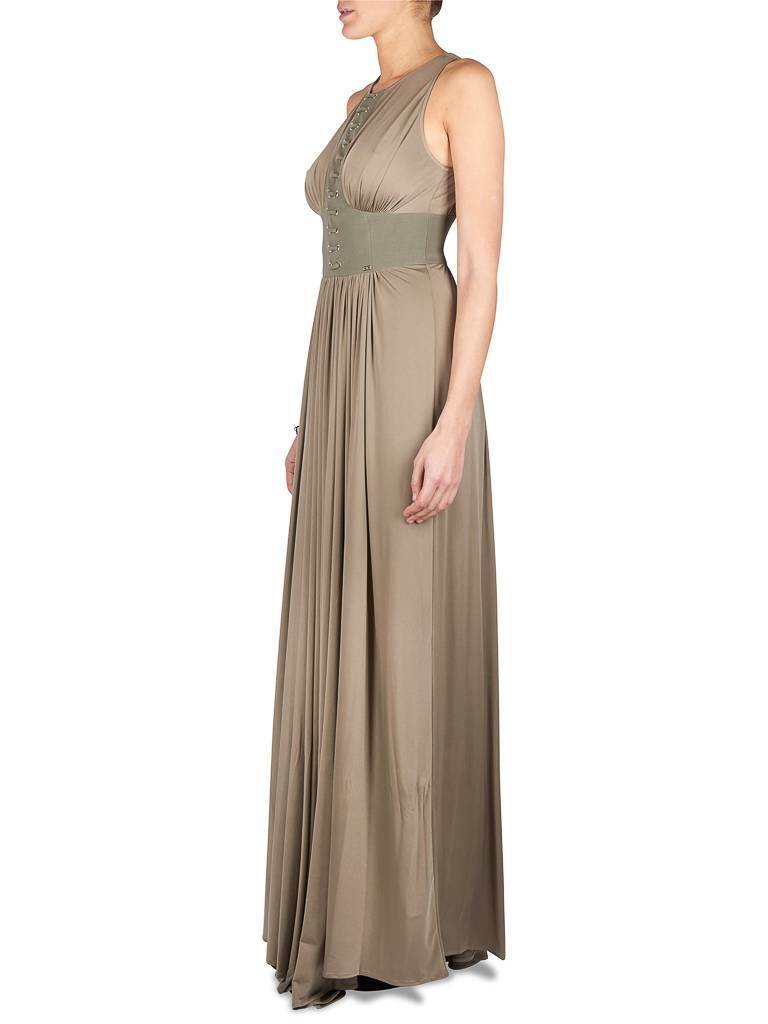 Elisabetta Franchi Long dress with lace army green